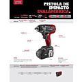 Pistola de impacto 1/2" a batería Litio-ion 20 V 170 Nm Urrea