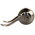 Manija tubular curva función entrada y recámara, latón antiguo, llave estándar, blíster Lock