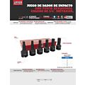 Juego de dados de impacto con punta hexagonal cuadro de 3/4", métricos, 6 piezas Urrea