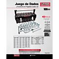 Juego de dados y accesorios cuadro de 1/2" en pulgadas, 43 piezas Urrea