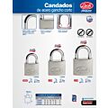 Candado de acero corto 38 mm, llave estándar, en caja Lock