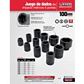Juego de dados de impacto cuadro de 1", 6 puntas, métricos, 12 piezas Urrea