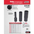 Dado de impacto largo pared delgada cuadro de 1/2", 6 puntas, métrico, 24 mm Urrea