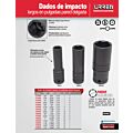 Paq c/6 Dado de impacto largo pared delgada cuadro de 1/2", 6 puntas, en pulgadas, 3/4" Urrea