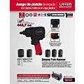 Juego de pistola de impacto neumática cuadro de 1/2" y accesorios métricos,7 piezas Urrea