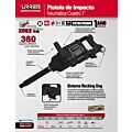 Pistola de impacto neumática cuadro de 1" 2,580 Ft-lb con extensión 6" sistema rocking dog Urrea