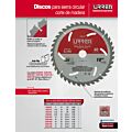 Disco para sierra circular para corte de madera 24 dientes, 7-1/4" Urrea