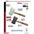 Mazo con cabeza de hule beige con mango de madera de encino de 16", 22 oz Urrea