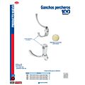 Paq c/10 Gancho perchero sombrero y abrigo, latón brillante Lock