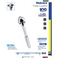 Matraca triple para dados cuadro de 1/4", 3/8", y 1/2", cabeza tipo pera, mango moleteado Surtek