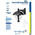 Farol de LED suspendido negro 4 W de 320 lm Surtek
