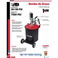 Inyector de grasa con cubeta neumático de 30 kg, 7,500 PSI Urrea