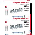 Juego de dados cuadro de 1/2", 6 puntas, métricos, 12 piezas Urrea