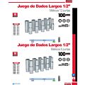 Juego de dados largos cuadro de 1/2", 6 puntas, métricos en riel, 10 piezas Urrea