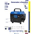 Generador a gasolina 700 W, 63 cc, voltaje de salida 120 V Foy