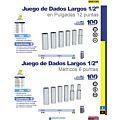 Juego de dados largos cuadro de 1/2" 12 puntas, en pulgadas, 6 piezas Surtek