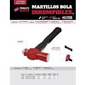Martillo de bola irrompible con mango Rubber grip de 14", 48 oz Urrea