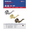 Manija tubular curva función baño, latón brillante, llave estándar, blíster Lock