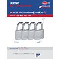 Juego de candados de acero largos 38 mm, llave estándar, 4 piezas Lock