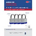 Juego de candados laminados 40 mm, llave estándar, 4 piezas Lock