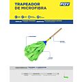 Trapeador de microfibra con bastón de madera 120 cm, 470 gr Foy