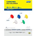 Paq c/10 Chinches con cabeza cubierta de PVC de colores, 100 piezas Foy