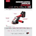 Esmeriladora angular inalámbrica  4-1/2" - 5" a batería Litio-ion 18 V Urrea