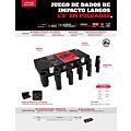 Juego de dados largos de impacto cuadro de 1/2", en pulgadas en caja, 11 piezas Urrea