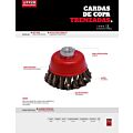 Carda copa trenzada alambre fino 3" x 0.35 mm con rosca M14 Urrea